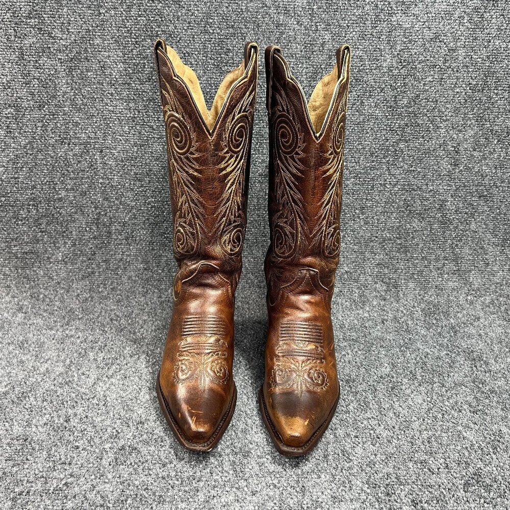 Justin Damiana Western Boots Women's Size 6.5 Brown Leather Snip Toe Cowboy Boot - Picture 2 of 16